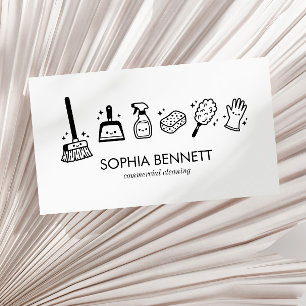Tarjeta De Visita Herramientas de limpieza personalizadas blancas y