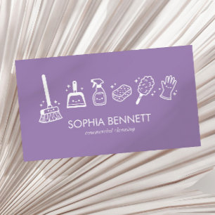 Tarjeta De Visita Herramientas de limpieza personalizadas Purple Cut
