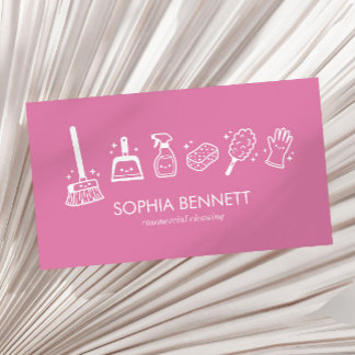 Tarjeta De Visita Herramientas de limpieza personalizadas rosadas li