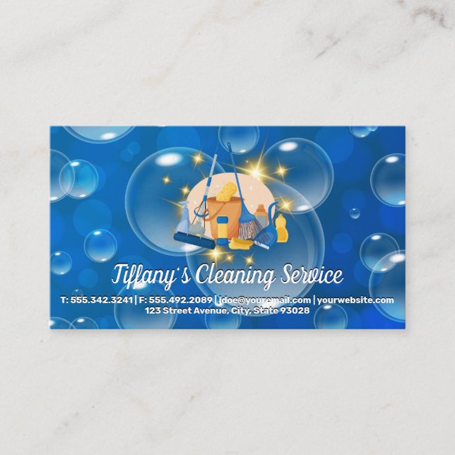 Tarjeta De Visita Herramientas de limpieza | Soap Bubbles (Anverso)