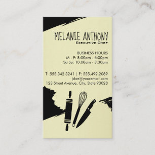 Tarjeta De Visita Herramientas de Maestro Culinario / Cepillado (neg