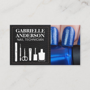 Tarjeta De Visita Herramientas de manicura   Blue Nail Polaco   Cuer