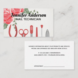 Tarjeta De Visita Herramientas de manicura de uñas | Flores