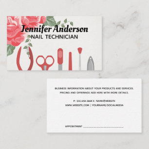 Tarjeta De Visita Herramientas de manicura de uñas   Flores