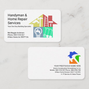 Tarjeta De Visita Herramientas de mano Construcción de un contratist
