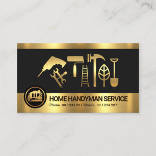 Tarjeta De Visita Herramientas de mano de bandas de oro retro