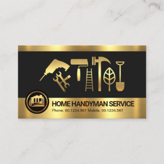 Tarjeta De Visita Herramientas de mano de bandas de oro retro