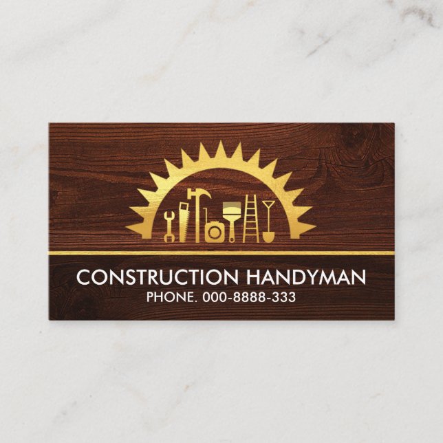 Tarjeta De Visita Herramientas de mano de Golden Saw Timber (Anverso)