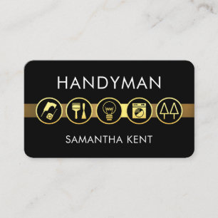 Tarjeta De Visita Herramientas de Mano de Línea de Oro Minimalista