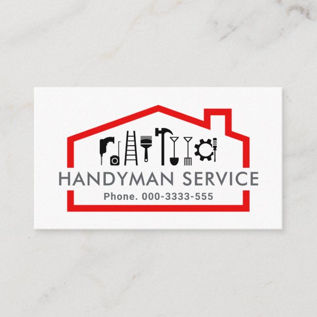 Tarjeta De Visita Herramientas de Mano de Obra en Marco de Edificio  (Anverso)