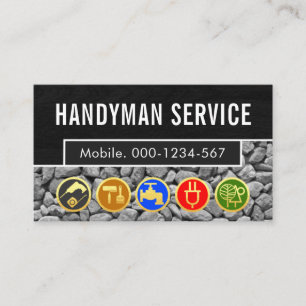 Tarjeta De Visita Herramientas de Mano de Obra Sobre Capa de Piedra