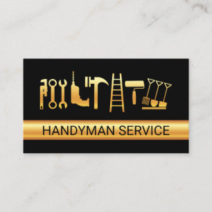 Tarjeta De Visita Herramientas de Mano de Oro Capa