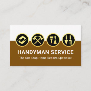 Tarjeta De Visita Herramientas de Mano de Oro Capas Blancas y Marron