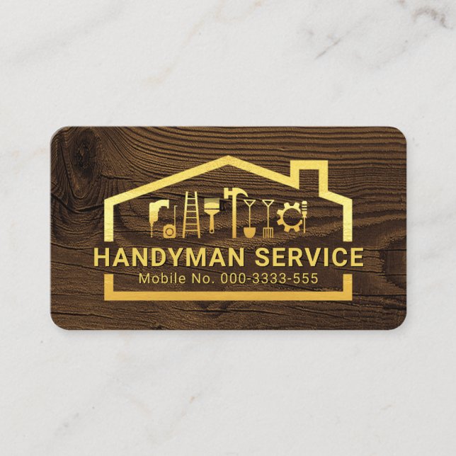 Tarjeta De Visita Herramientas de Mano de Oro Creativas para Constru (Anverso)