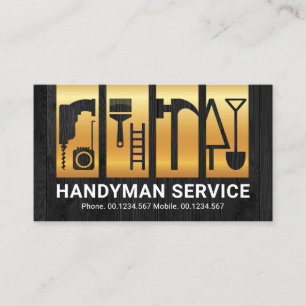 Tarjeta De Visita Herramientas de mano de oro de la capa de madera