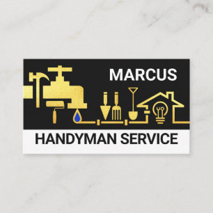 Tarjeta De Visita Herramientas de Mano de Oro Hogar Paisaje