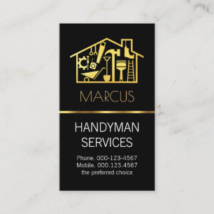 Tarjeta De Visita Herramientas de Mano de Oro Marco de Construcción