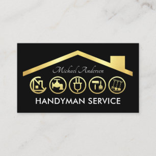 Tarjeta De Visita Herramientas de Mano de Oro Techo