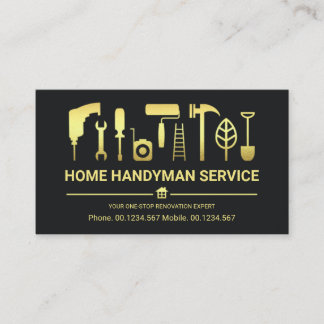 Tarjeta De Visita Herramientas de mano estilo retro Gold