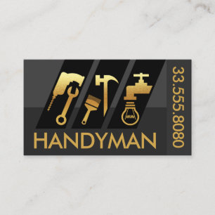 Tarjeta De Visita Herramientas de mano para el hogar de oro en incli