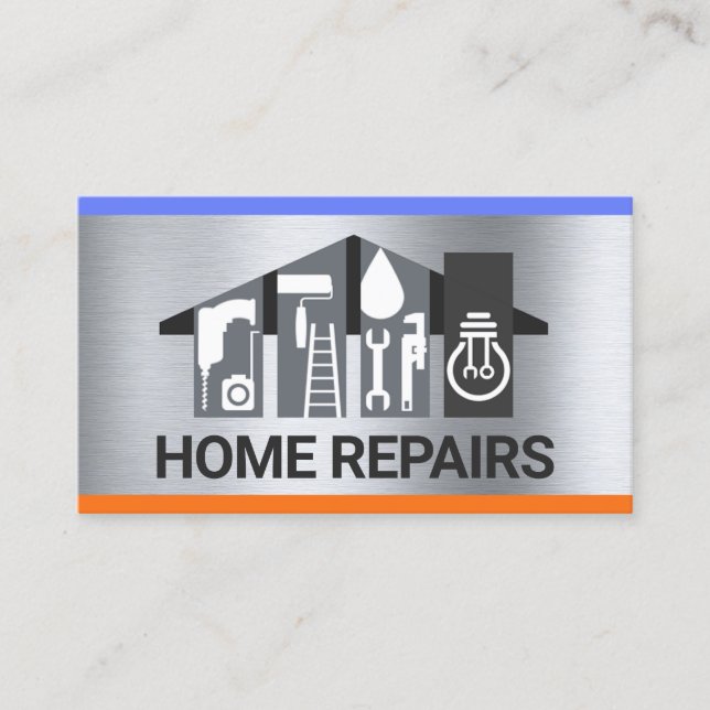 Tarjeta De Visita Herramientas de mano que se construyen sobre plata (Anverso)