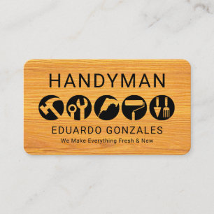 Tarjeta De Visita Herramientas de Mano sobre Madera