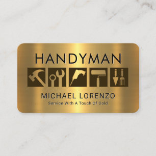 Tarjeta De Visita Herramientas de Mano Sobre Oro