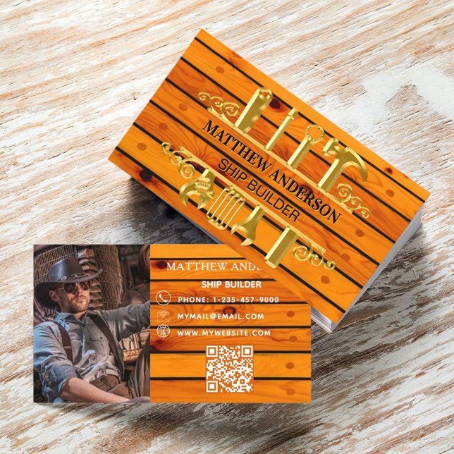 Tarjeta De Visita Herramientas de oro de madera construcción de barc (Subido por el creador)