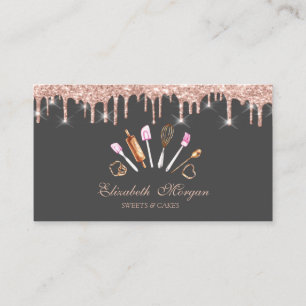 Tarjeta De Visita Herramientas de panadería Chic Sweets Cupcake Rose