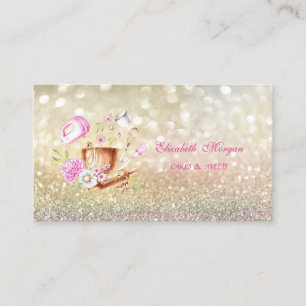 Tarjeta De Visita Herramientas de panadería con flores bokeh elegant