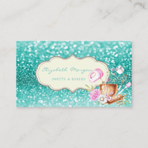 Tarjeta De Visita Herramientas de panadería elegantes modernas Bokeh