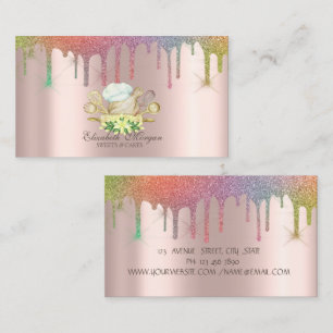 Tarjeta De Visita Herramientas de panadería floral Arcoíris gotea pa