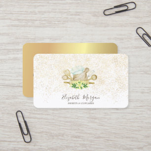 Tarjeta De Visita Herramientas de panadería florales elegantes moder