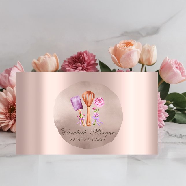 Tarjeta De Visita Herramientas de panadería Flores  Círculo de dulce (Subido por el creador)