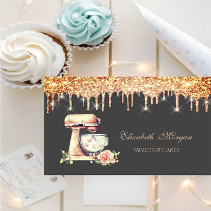 Tarjeta De Visita Herramientas de panadería Mixer Hearts Roses Chic 
