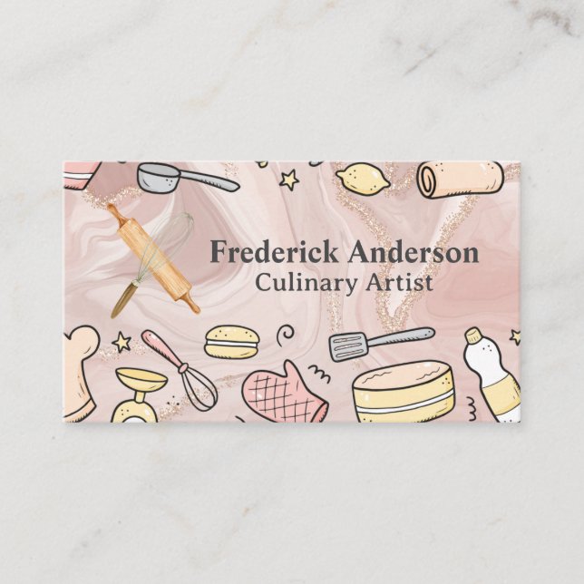 Tarjeta De Visita Herramientas de patrones de cocina (Anverso)