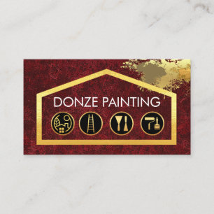 Tarjeta De Visita Herramientas de pintura dorada en marco de edifici
