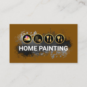 Tarjeta De Visita Herramientas de Pintura en Salpicaduras de Pintura