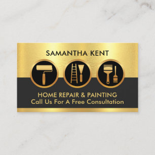 Tarjeta De Visita Herramientas de pintura Gold Handyman