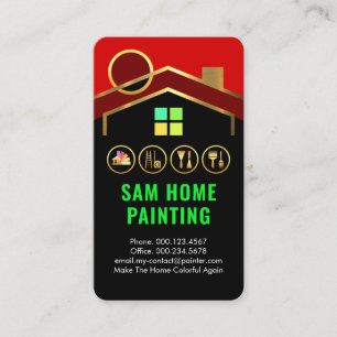 Tarjeta De Visita Herramientas de pintura para edificio con techo do