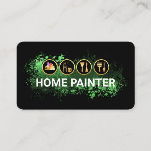 Tarjeta De Visita Herramientas de pintura sobre salpicaduras de pint