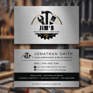 Tarjeta De Visita Herramientas de plata industriales personalizadas 