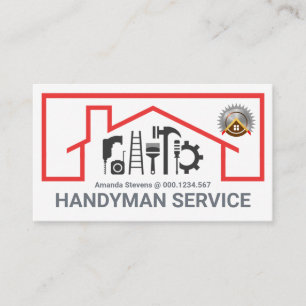 Tarjeta De Visita Herramientas de reparación de edificios con techo 