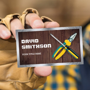 Tarjeta De Visita Herramientas de reparación de Handyman de Madera R