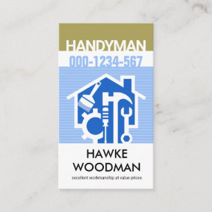 Tarjeta De Visita Herramientas de reparación del hogar azul y elegan