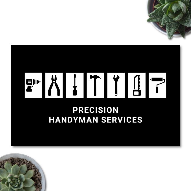 Tarjeta De Visita Herramientas de reparación del hogar Handyman Serv (Modern, bold and minimalist handyman business card)