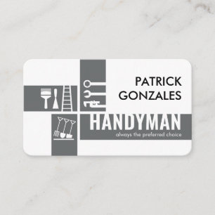 Tarjeta De Visita Herramientas de Silueta de Mano de Obra Gris