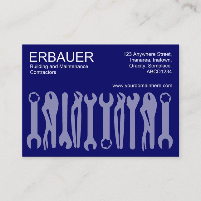 Tarjeta De Visita Herramientas del comercio (Chubby) - Azul oscuro (Anverso)