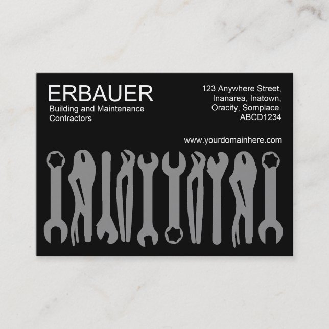 Tarjeta De Visita Herramientas del comercio (Chubby) - Gris sobre ne (Anverso)