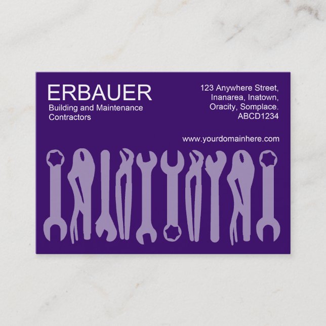 Tarjeta De Visita Herramientas del comercio (Chubby) - Púrpura Profu (Anverso)